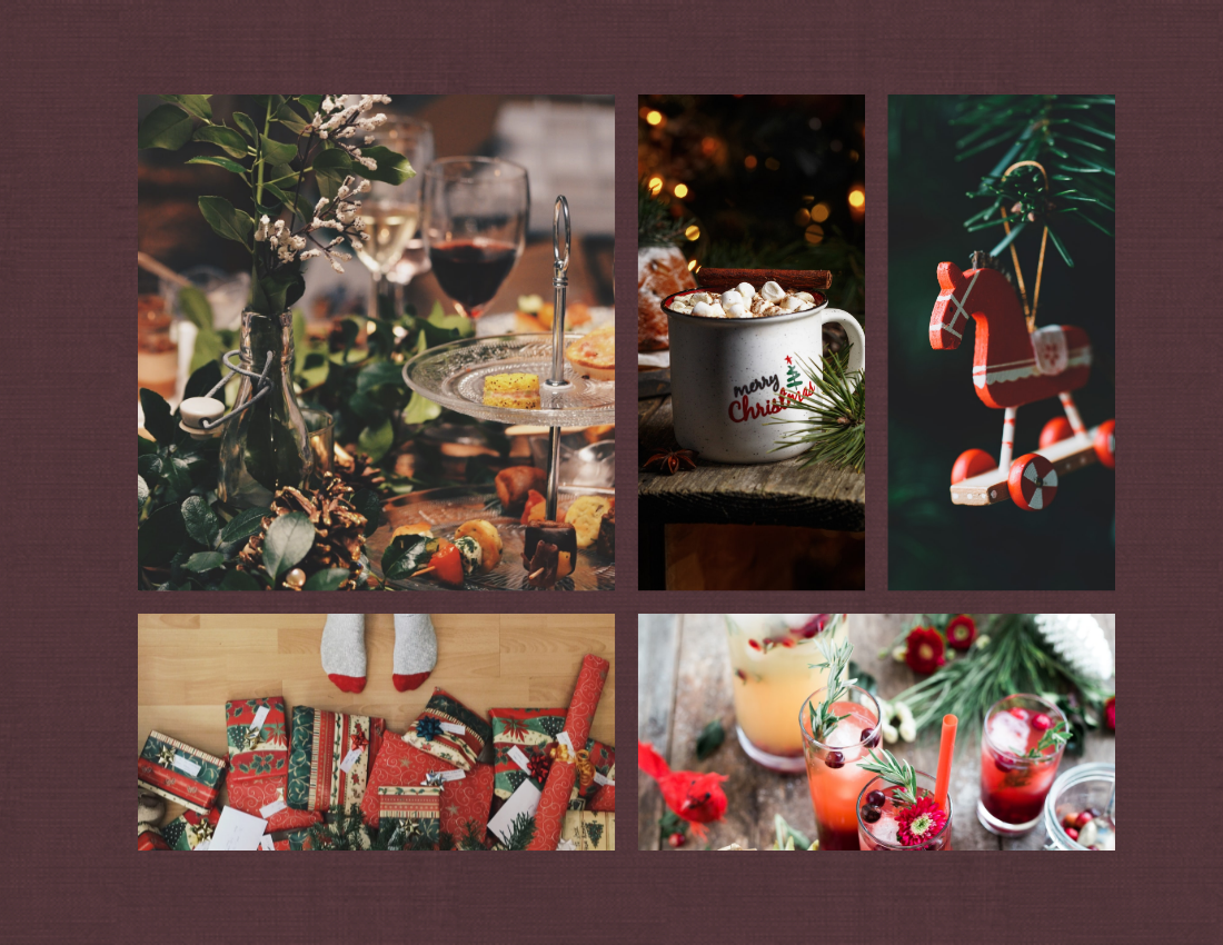 季节性照相簿 模板。Family Christmas Memories Seasonal Photo Book (由 Visual Paradigm Online 的季节性照相簿软件制作)