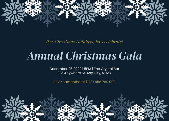 Invitation template: Annual Christmas Gala Invitation (Created by Visual Paradigm Online's Invitation maker)