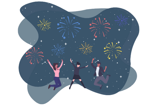節日插圖 模板。 Fireworks Celebration Illustration (由 Visual Paradigm Online 的節日插圖軟件製作)