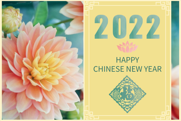 Greeting Card template: 2022 Happy Chinese New Year Flower Photo Greeting Card (Created by Visual Paradigm Online's Greeting Card maker)