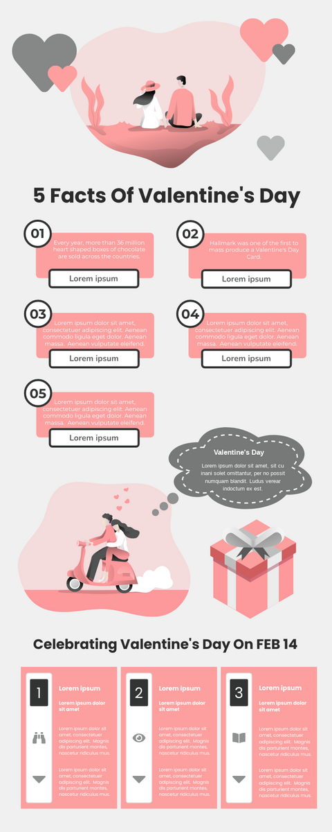 Infographic template: 5 Facts Of Valentine's Day Infographic (Created by Visual Paradigm Online's Infographic maker)
