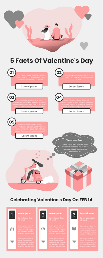Editable infographics template:5 Facts Of Valentine's Day Infographic