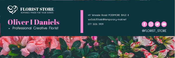 Email Header template: Pink Florist Signature Email Header (Created by Visual Paradigm Online's Email Header maker)