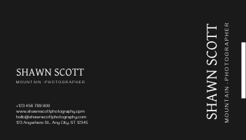 Business Card template: Blue And Black Mountain Photographer Business Card (Created by InfoART's Business Card maker)