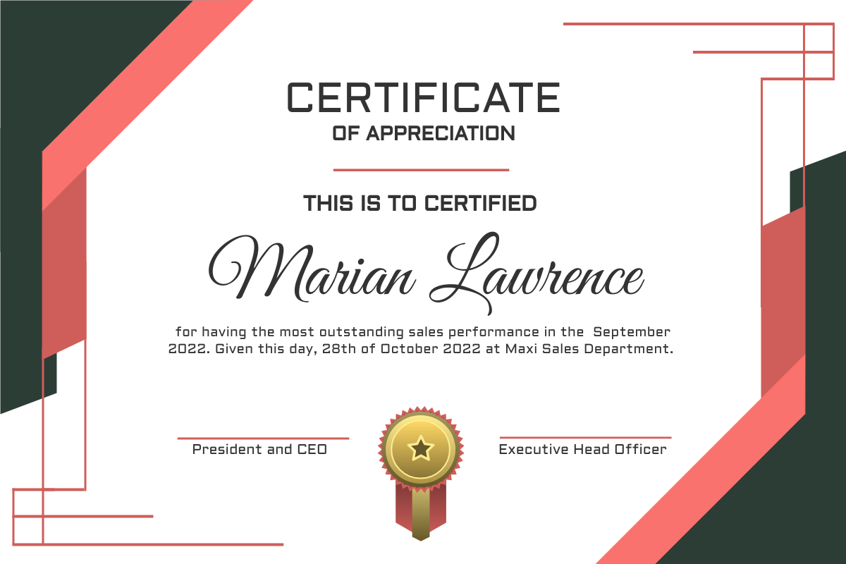 Certificate template: Black And Red Frame Certificate (Created by InfoART's Certificate maker)
