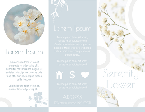 Brochure template: Serenity Flower Brochure (Created by Visual Paradigm Online's Brochure maker)