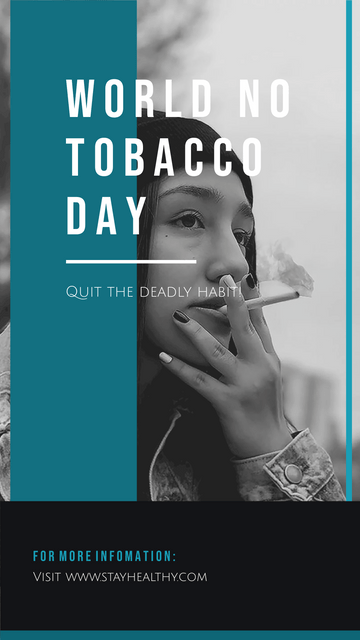 Editable instagramstories template:Black And White Photo World No Tobacco Day Instagram Post