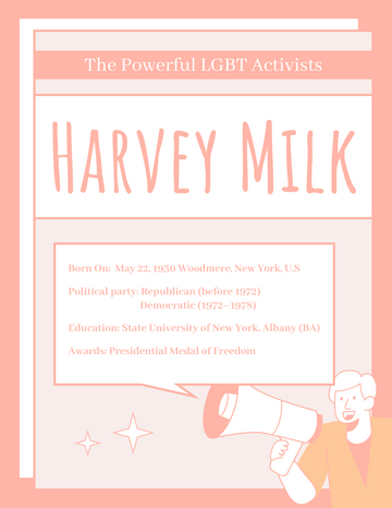 Biography template: Harvey Milk Biography (Created by Visual Paradigm Online's Biography maker)