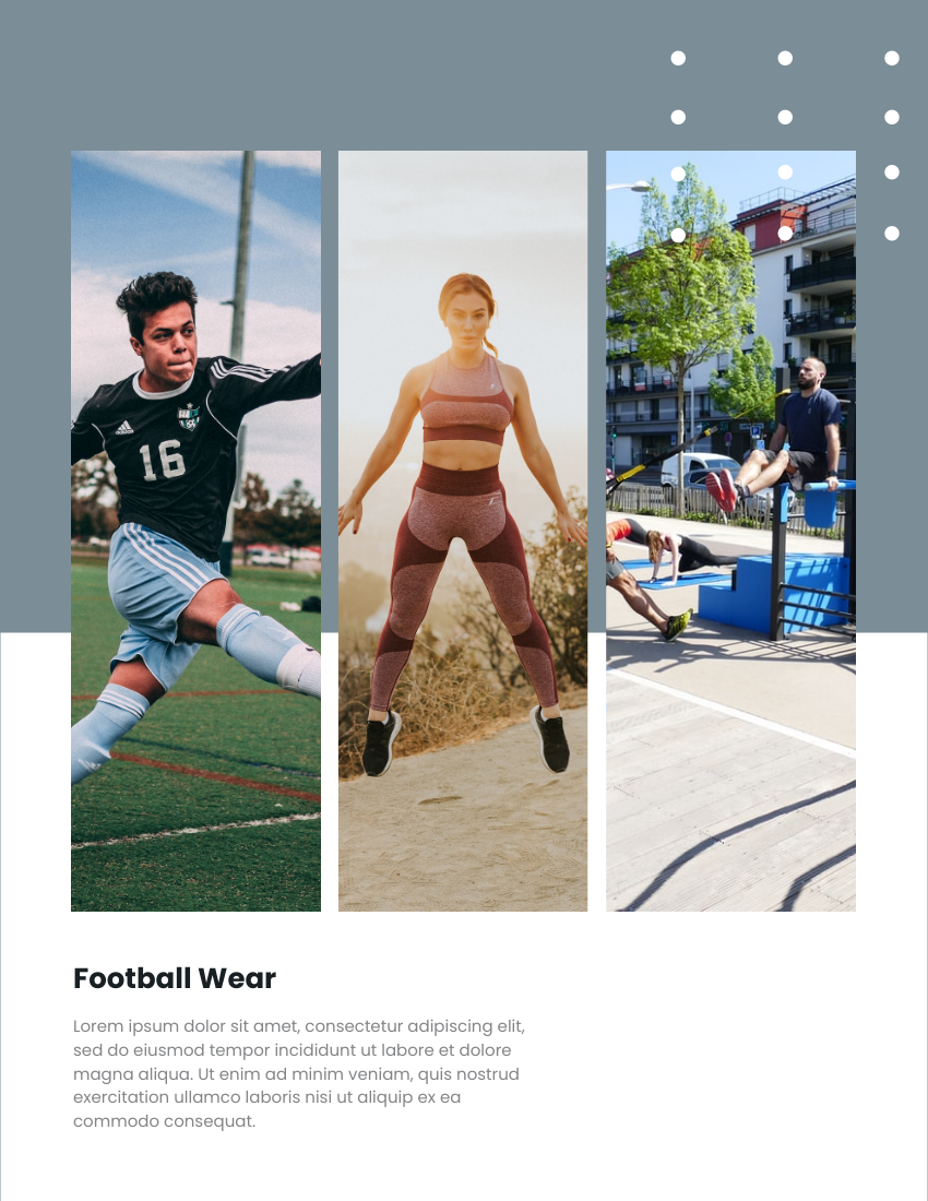 产品目录 模板。Sportswear Catalog (由 Visual Paradigm Online 的产品目录软件制作)