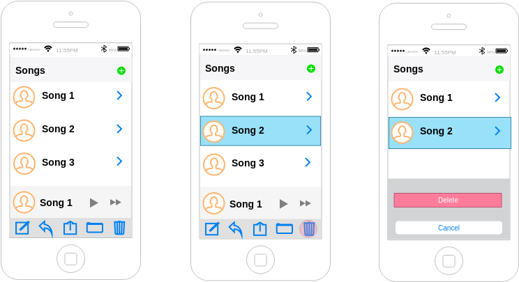 IOS Wireframe template: Music App (Created by Visual Paradigm Online's IOS Wireframe maker)