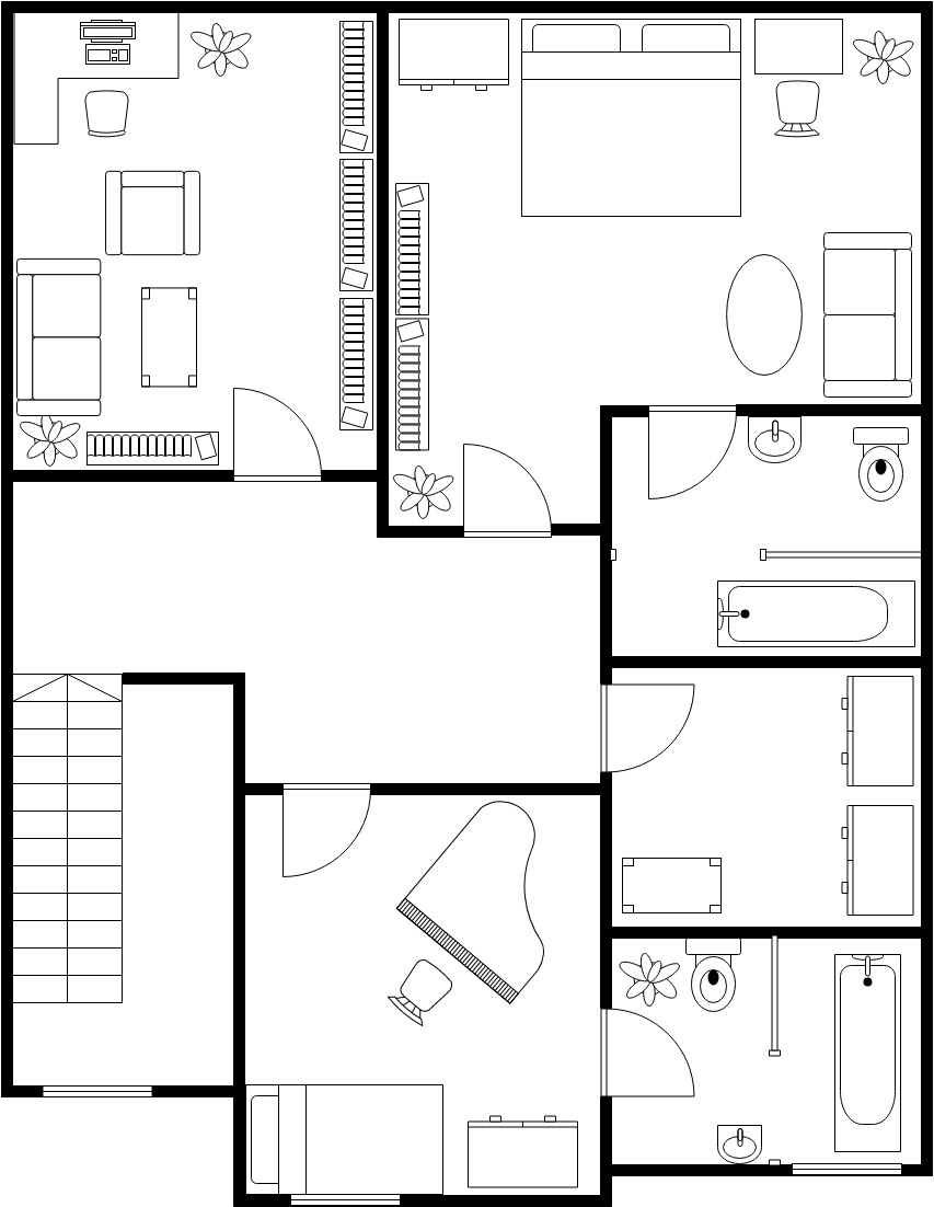 Floor Plan template: Modern 2nd Floor Plan (Created by Visual Paradigm Online's Floor Plan maker)