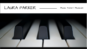 Monochrome Black Piano Music Business Card