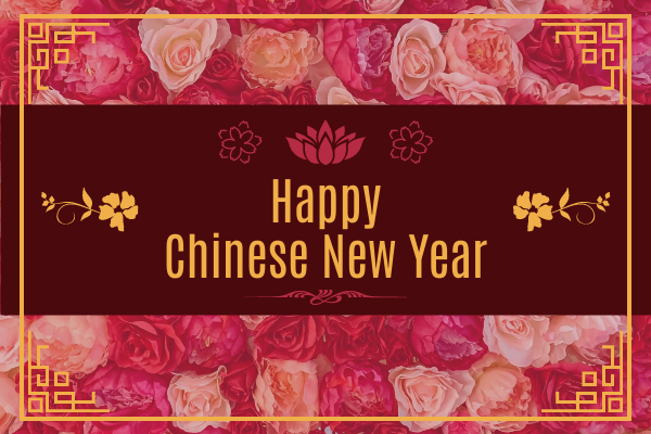 Greeting Card template: Happy Chinese New Year Greeting Card With Flower Photo (Created by Visual Paradigm Online's Greeting Card maker)
