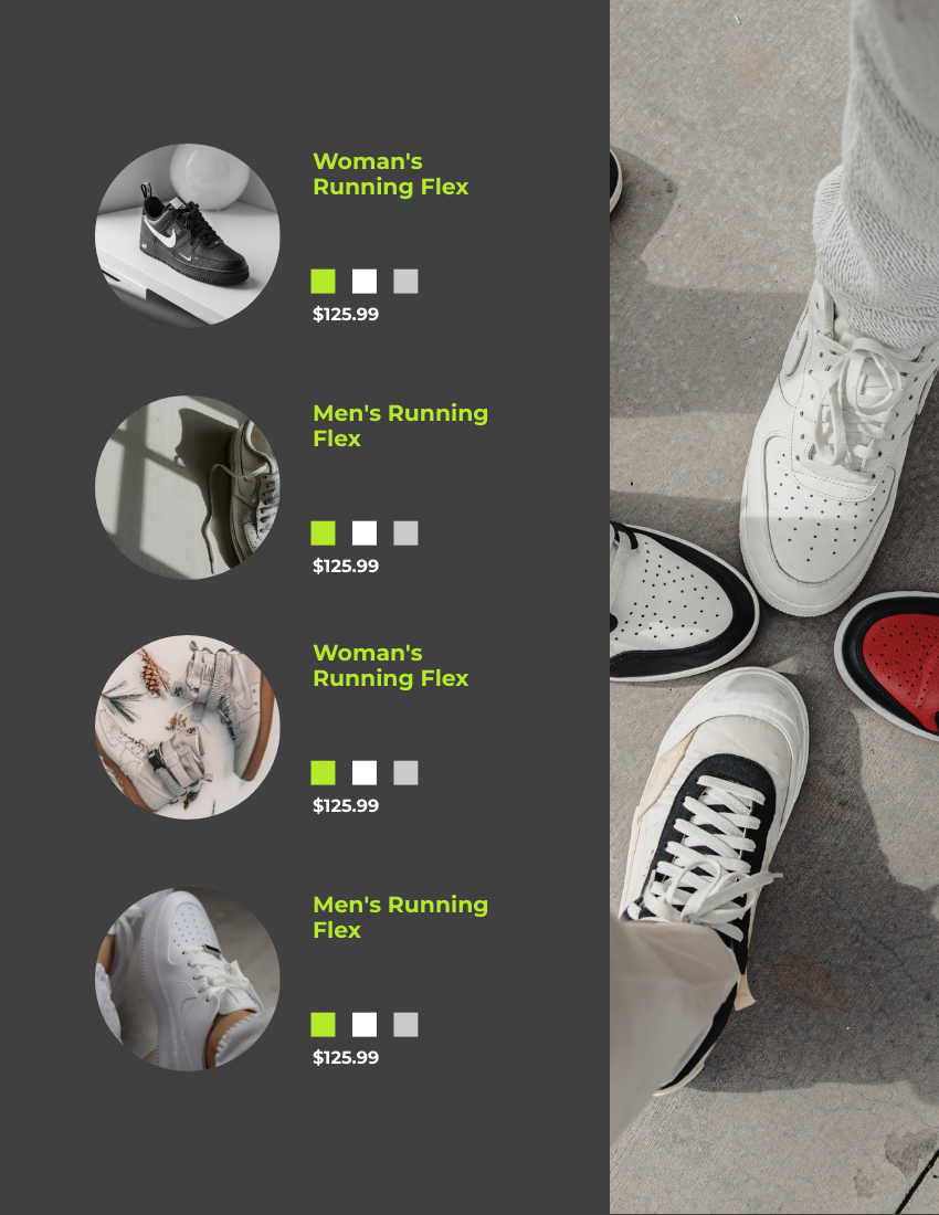 产品目录 模板。Sneakers Catalog (由 Visual Paradigm Online 的产品目录软件制作)