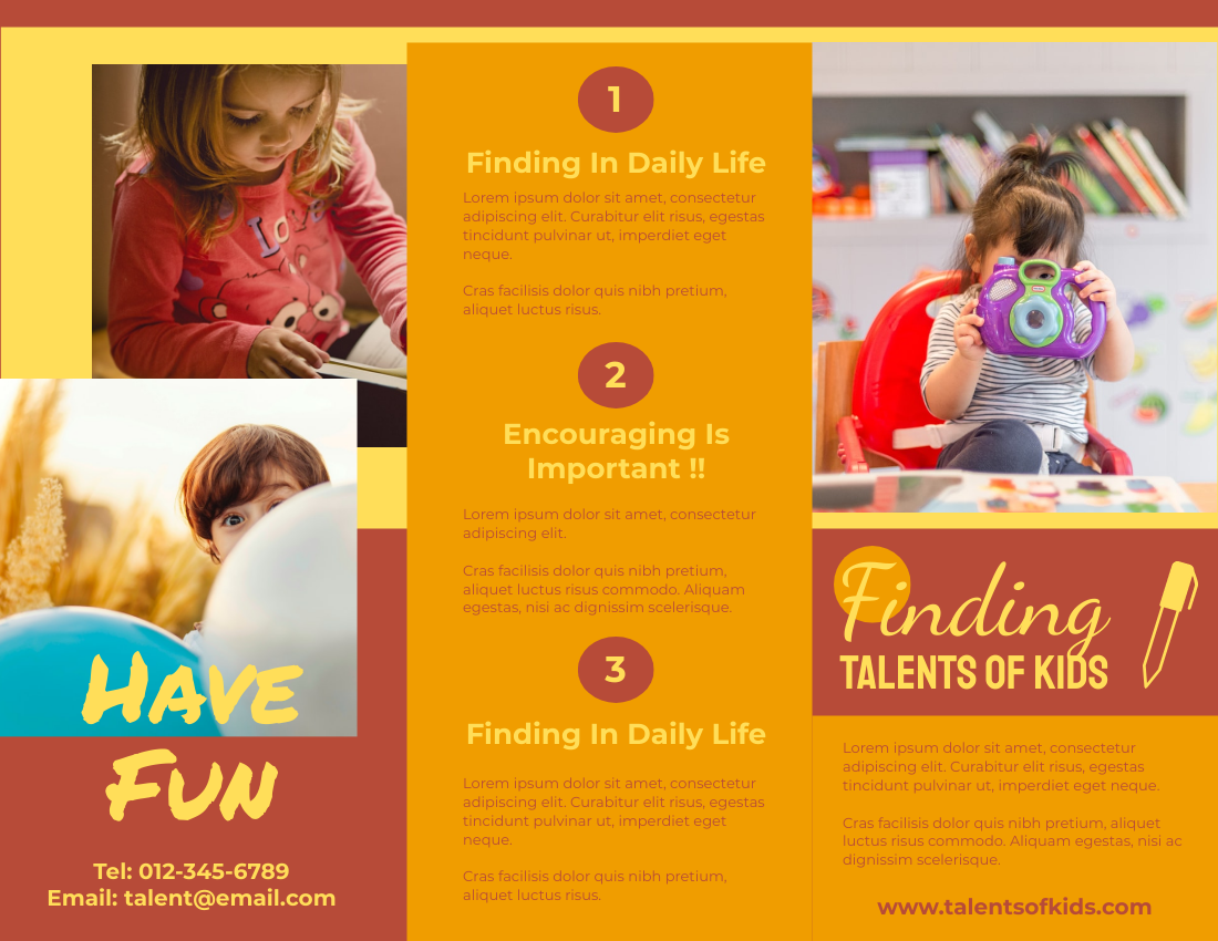 Brochure template: Finding Talents Of Kids Brochure (Created by Visual Paradigm Online's Brochure maker)