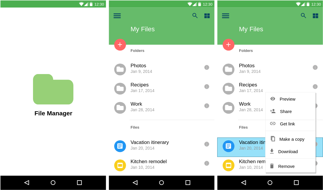 File Manager (Material Design Wireframe Example)