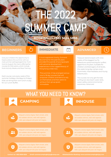 Editable flyers template:Summer Camp Flyer