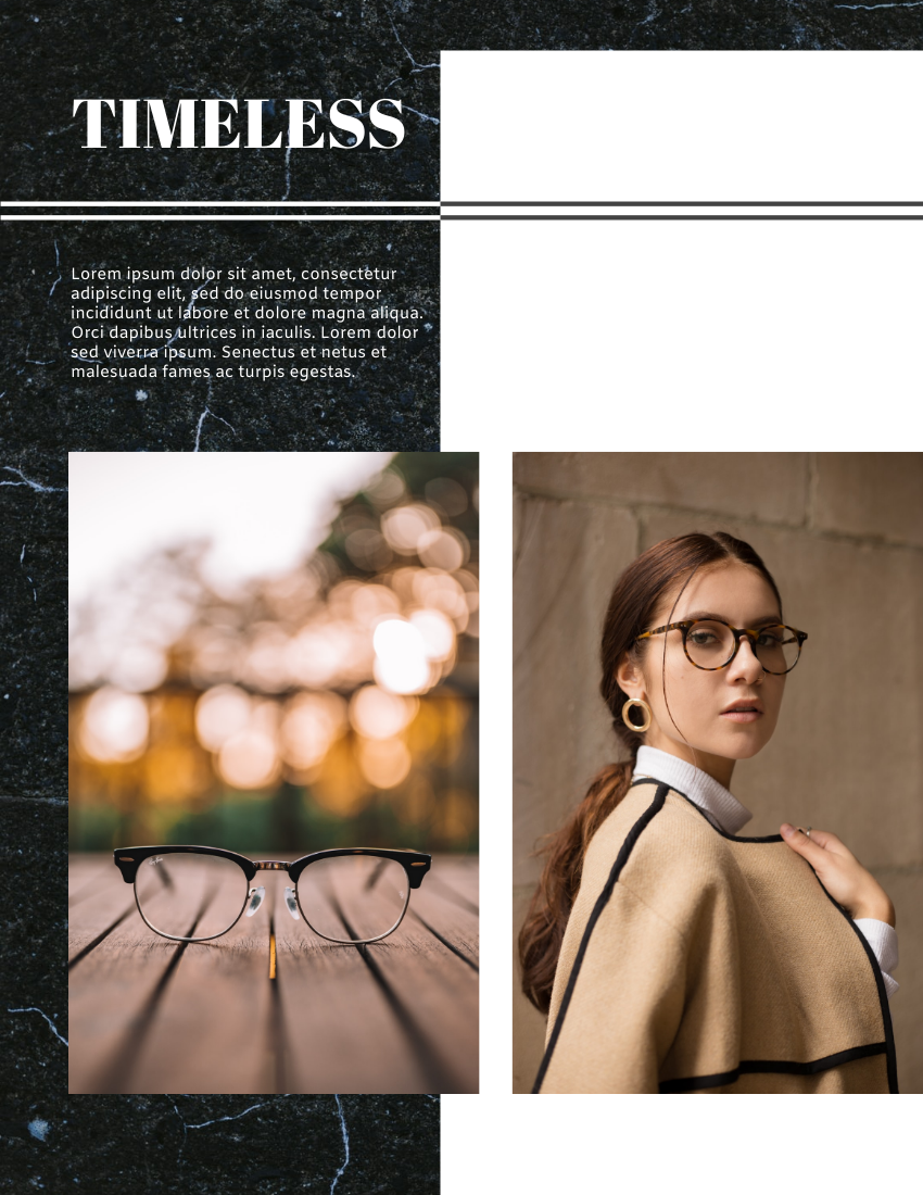 Lookbook template: New Glasses Lookbook (Created by Visual Paradigm Online's Lookbook maker)