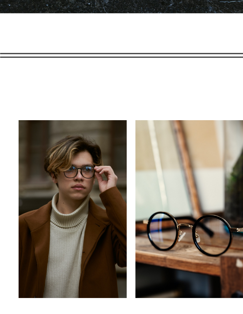 Lookbook 模板。 New Glasses Lookbook (由 Visual Paradigm Online 的Lookbook軟件製作)