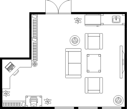 家庭办公室平面图 模板。舒适的家庭办公室平面图 (由 Visual Paradigm Online 的家庭办公室平面图软件制作)