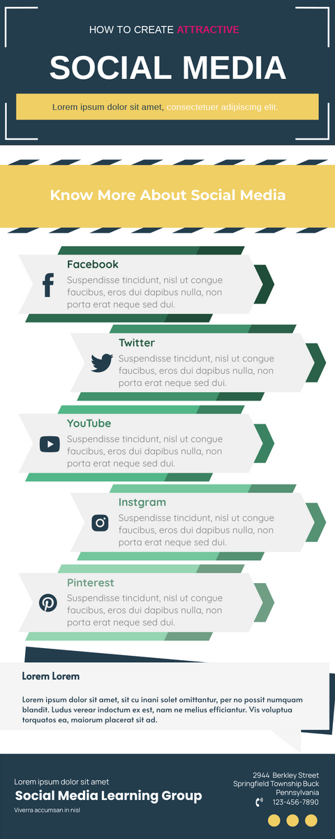 Infographic template: Ways To Create Attractive Social Media Infographic (Created by Visual Paradigm Online's Infographic maker)