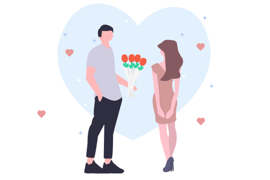 Relationship Illustrations template: Giving Flower Illustration (Created by Visual Paradigm Online's Relationship Illustrations maker)