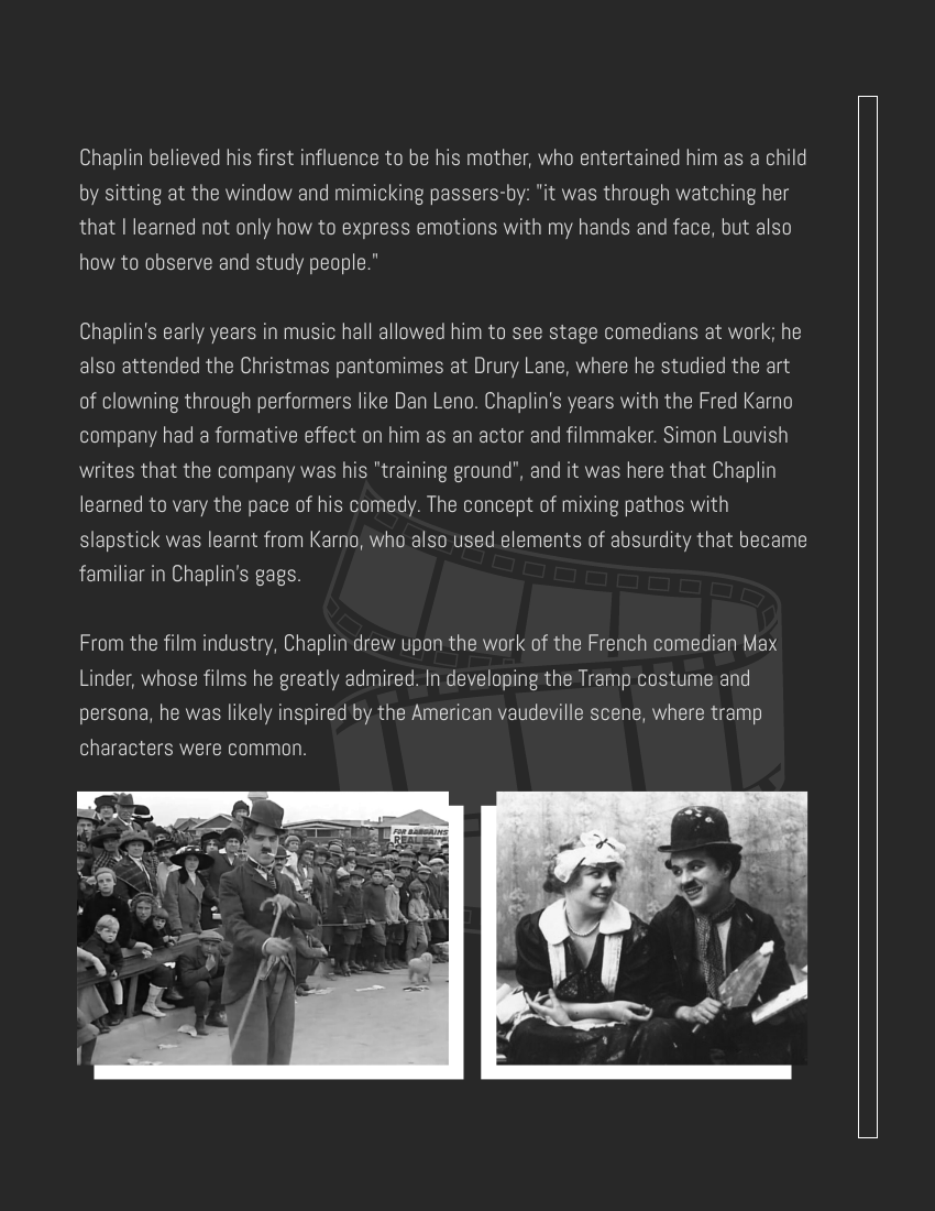 Biography template: Charlie Chaplin Biography (Created by Visual Paradigm Online's Biography maker)