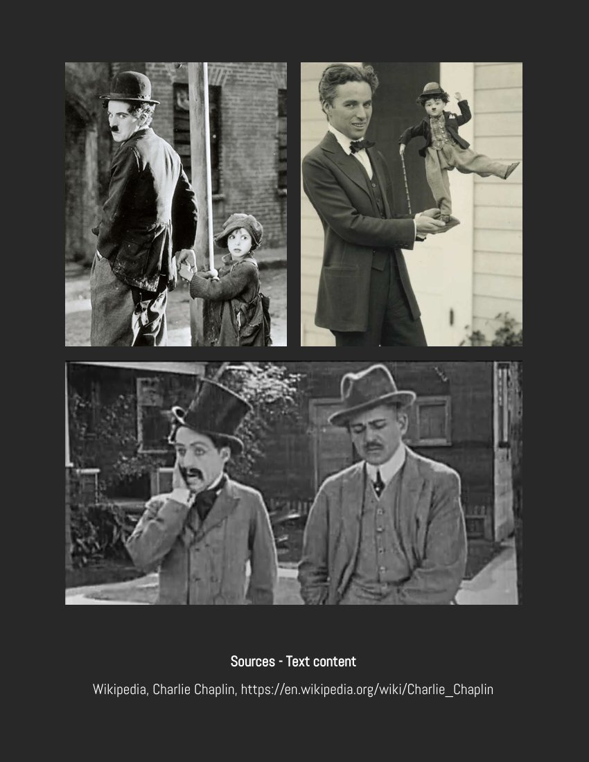Biography template: Charlie Chaplin Biography (Created by Visual Paradigm Online's Biography maker)