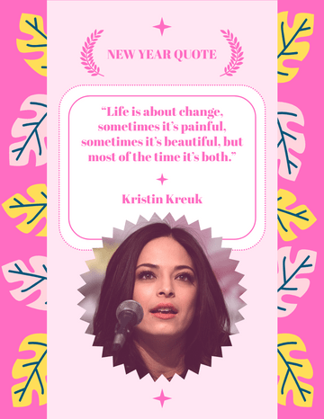 Quote 模板。Life is about change, sometimes it’s painful, sometimes it’s beautiful, but most of the time it’s both. —Kristin Kreuk (由 Visual Paradigm Online 的Quote软件制作)