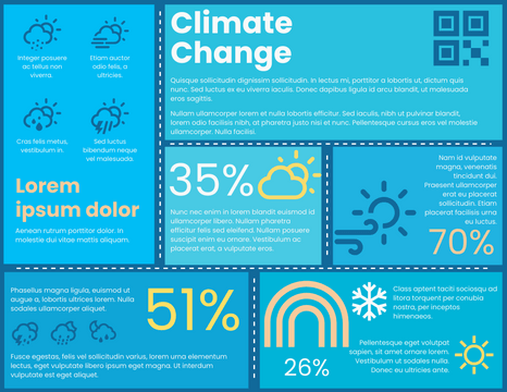 Editable infographics template:Climate Change Horizontal Infographic