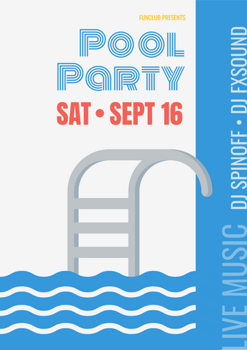 Editable posters template:Pool Party Poster