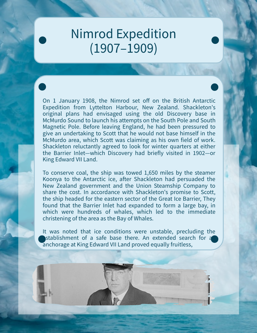 Biography 模板。Ernest Shackleton Biography (由 Visual Paradigm Online 的Biography软件制作)
