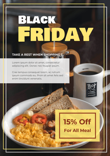 Flyer template: Black Friday Restaurant Discount Flyer (Created by Visual Paradigm Online's Flyer maker)