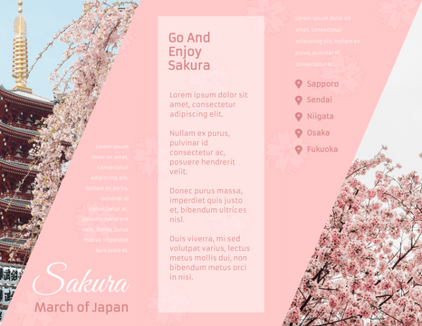 Brochure template: Japanese Cherry Blossom Tours Brochure (Created by Visual Paradigm Online's Brochure maker)
