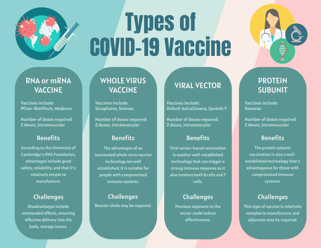 Infographic template: Types of COVID-19 Vaccine Infographic (Created by Visual Paradigm Online's Infographic maker)