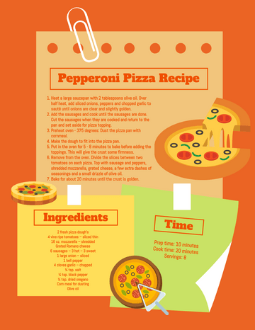 Recipe Cards template: Pizza Memo Recipe Card (Created by InfoART's Recipe Cards marker)