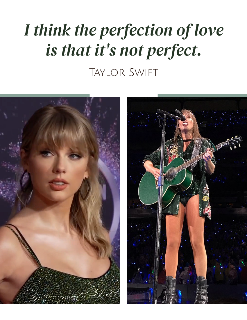 Quote 模板。I think the perfection of love is that it's not perfect. - Taylor Swift (由 Visual Paradigm Online 的Quote软件制作)
