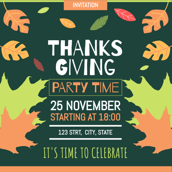 Invitation template: Funky Thanksgiving Invitation  (Created by InfoART's Invitation maker)
