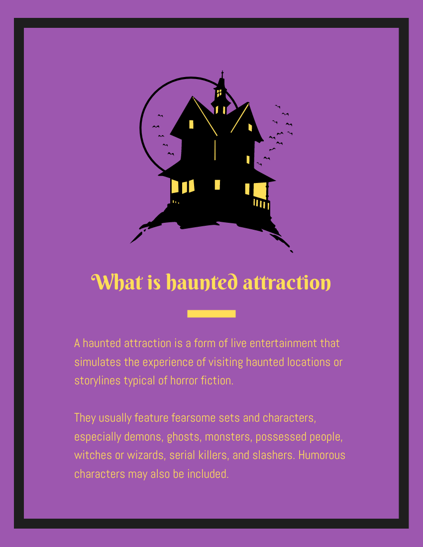 Booklet template: Learn More About Haunted Attraction  (Created by Visual Paradigm Online's Booklet maker)