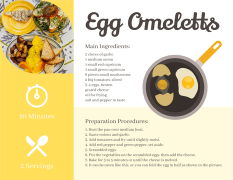 Recipe Card template: Egg Omeletts Recipe Card (Created by InfoART's  marker)