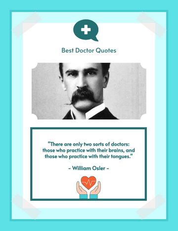 Quote template: There are only two sorts of doctors: those who practice with their brains, and those who practice with their tongues. -William Osler (Created by Visual Paradigm Online's Quote maker)