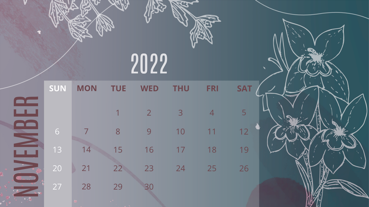Calendar template: flower Illustration Calendar 2022 (Created by Visual Paradigm Online's Calendar maker)
