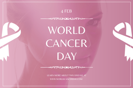 Greeting Card template: Pink Woman Photo World Cancer Day Greeting Card (Created by Visual Paradigm Online's Greeting Card maker)