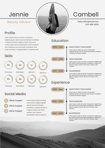 Resumes template: Black and White Mount Resume (Created by Visual Paradigm Online's Resumes maker)