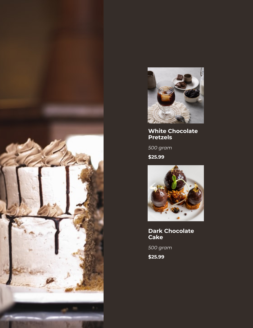产品目录 模板。Chocolate Catalog (由 Visual Paradigm Online 的产品目录软件制作)