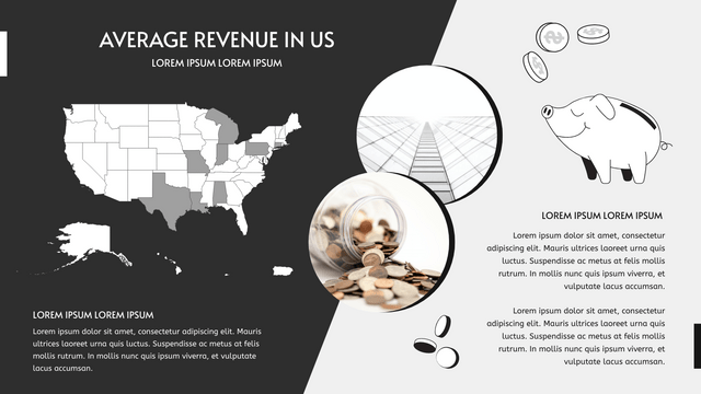 Geo Map template: Average Revenue In US Geo Map (Created by InfoART's  marker)