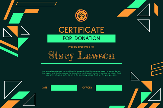Editable certificates template:Triangular Certificate For Donation