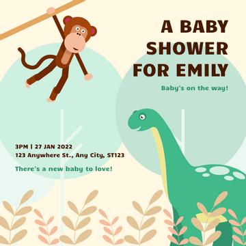 Animals Safari Cartoon Baby Shower Invitation