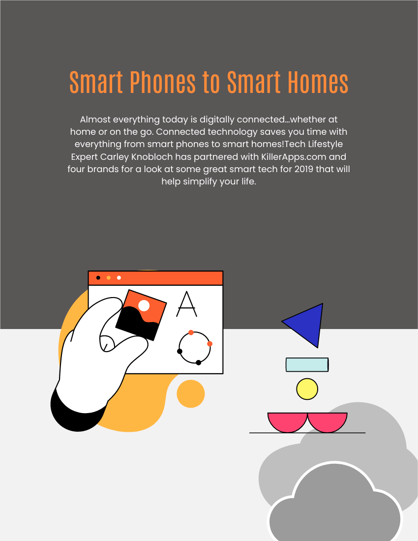 小册子 模板。The Smart Home and Our Connected Life (由 Visual Paradigm Online 的小册子软件制作)