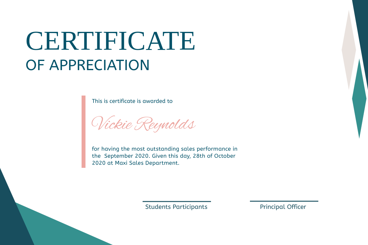 Certificate template: Nile Blue Certificate (Created by Visual Paradigm Online's Certificate maker)